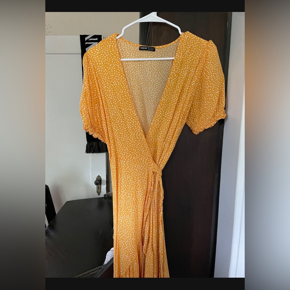 Yellow wrap dress